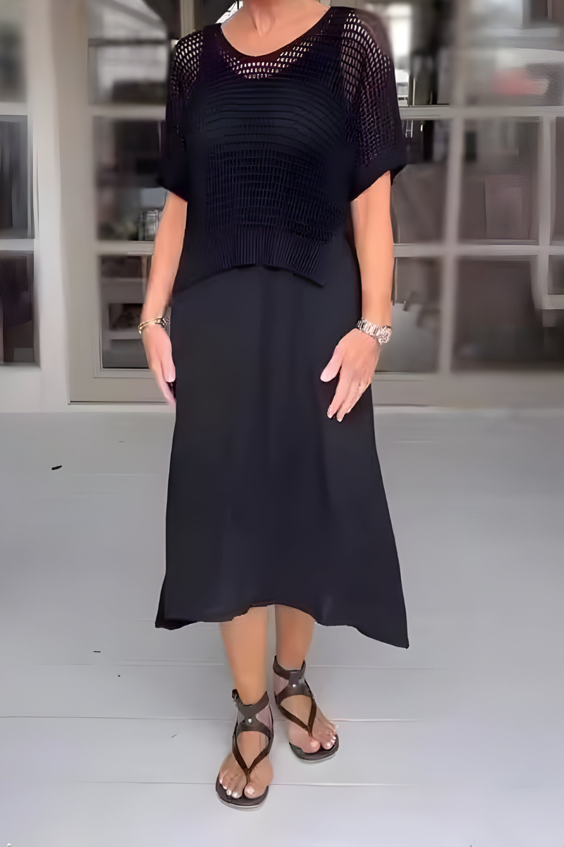 Elena – Vestido de Verano con Top de Punto y Falda Ligera