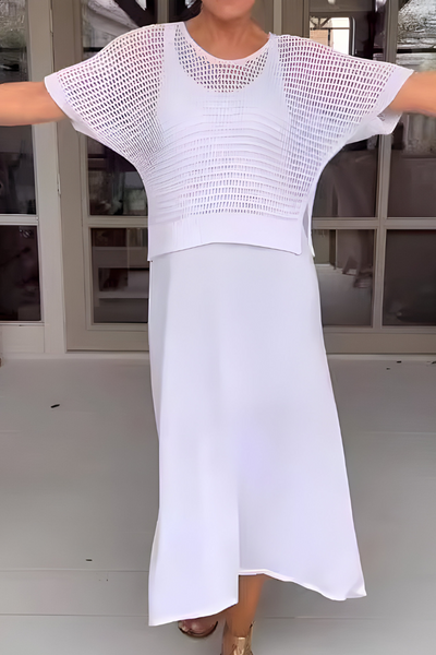 Elena – Vestido de Verano con Top de Punto y Falda Ligera