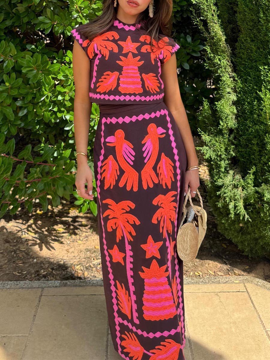 Katia - Conjunto estampado Top y Falda